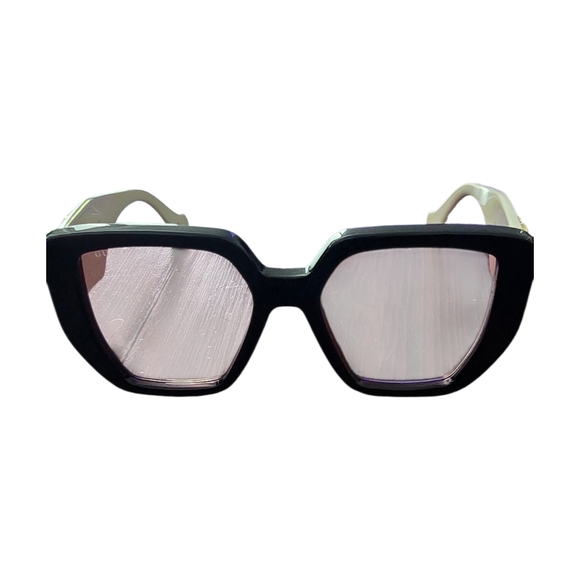 Gucci Black and Cream Geometric Sunglasses - Picture 1 of 8